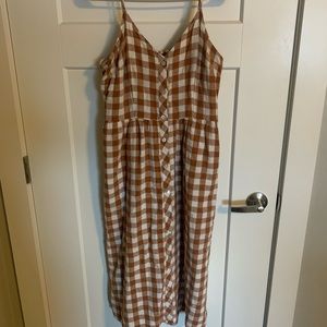 Old Navy Tan Gingham Dress, Size M